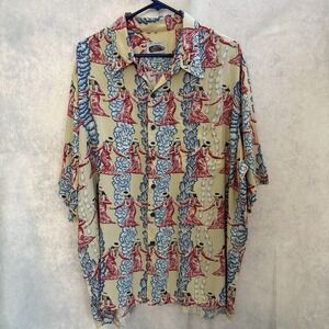 Reyn Spooner Art of Eddy Y Hawaiian Shirt Hula Mens Size XL Tropical Island